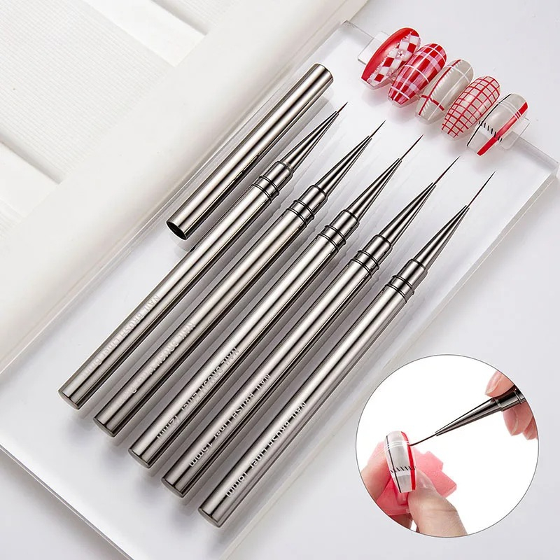 Coloured Gel Set - Zestaw 5 pędzli do zdobienia paznokci,