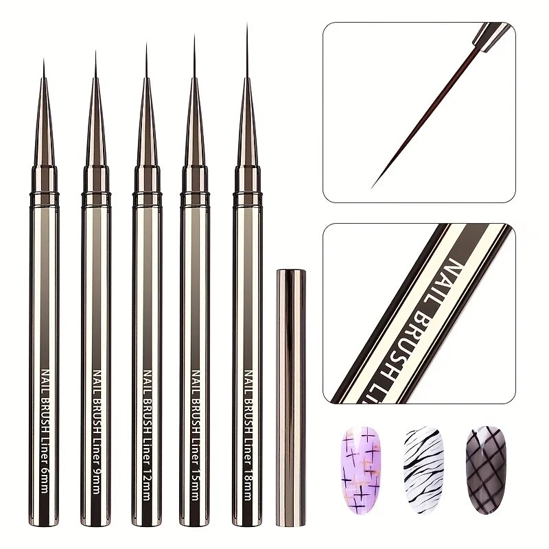 Coloured Gel Set - 5 SZTUK Pędzle do zdobienia paznokci